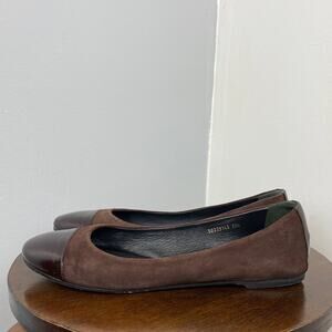 Hugo Boss Brown Suede & Patent Leather Cap Toe Flats - 8.5